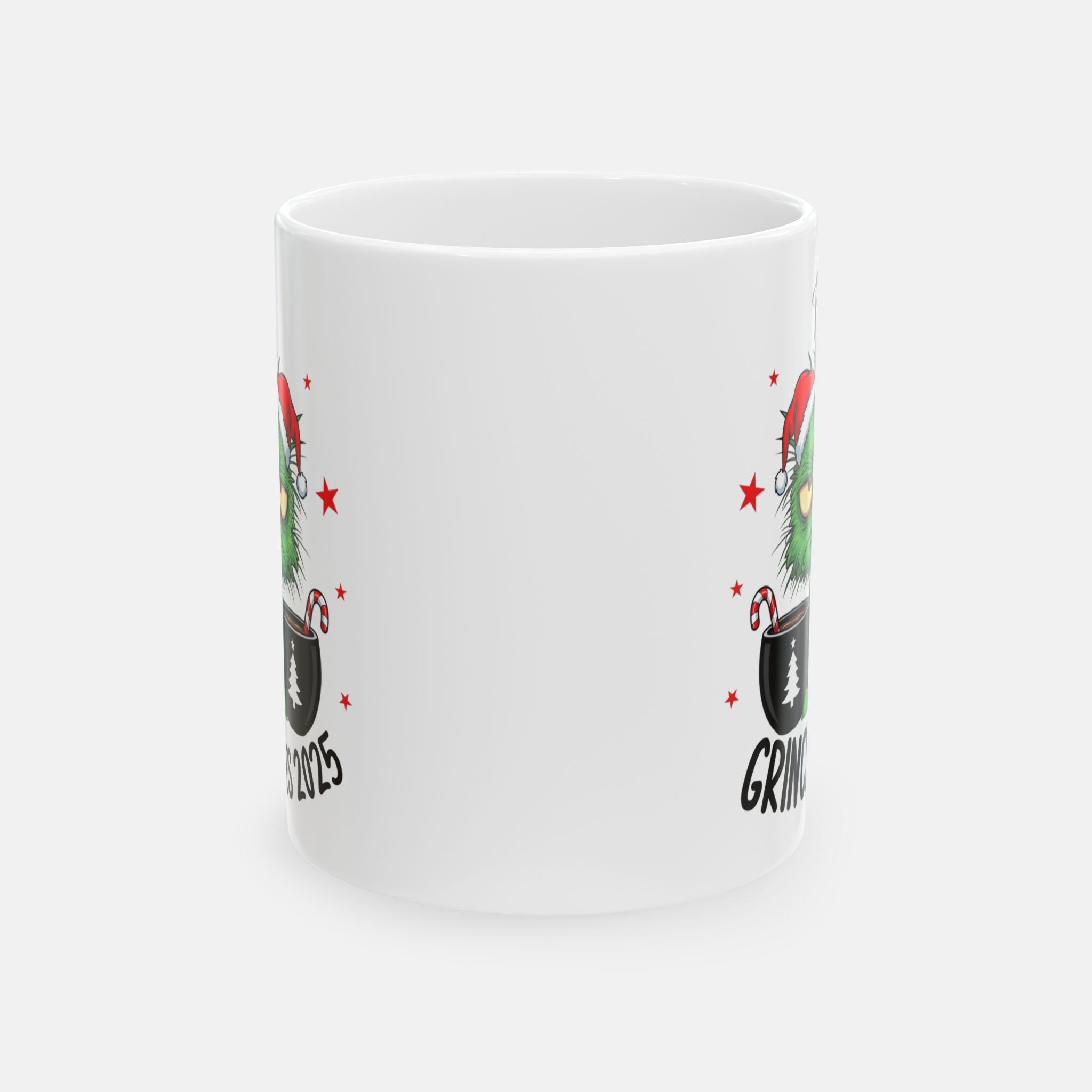 Perma Resting Grinch Face Cat Mug – Custom Name | Funny Holiday Christmas Coffee Cup | Grinch Vibes 2025