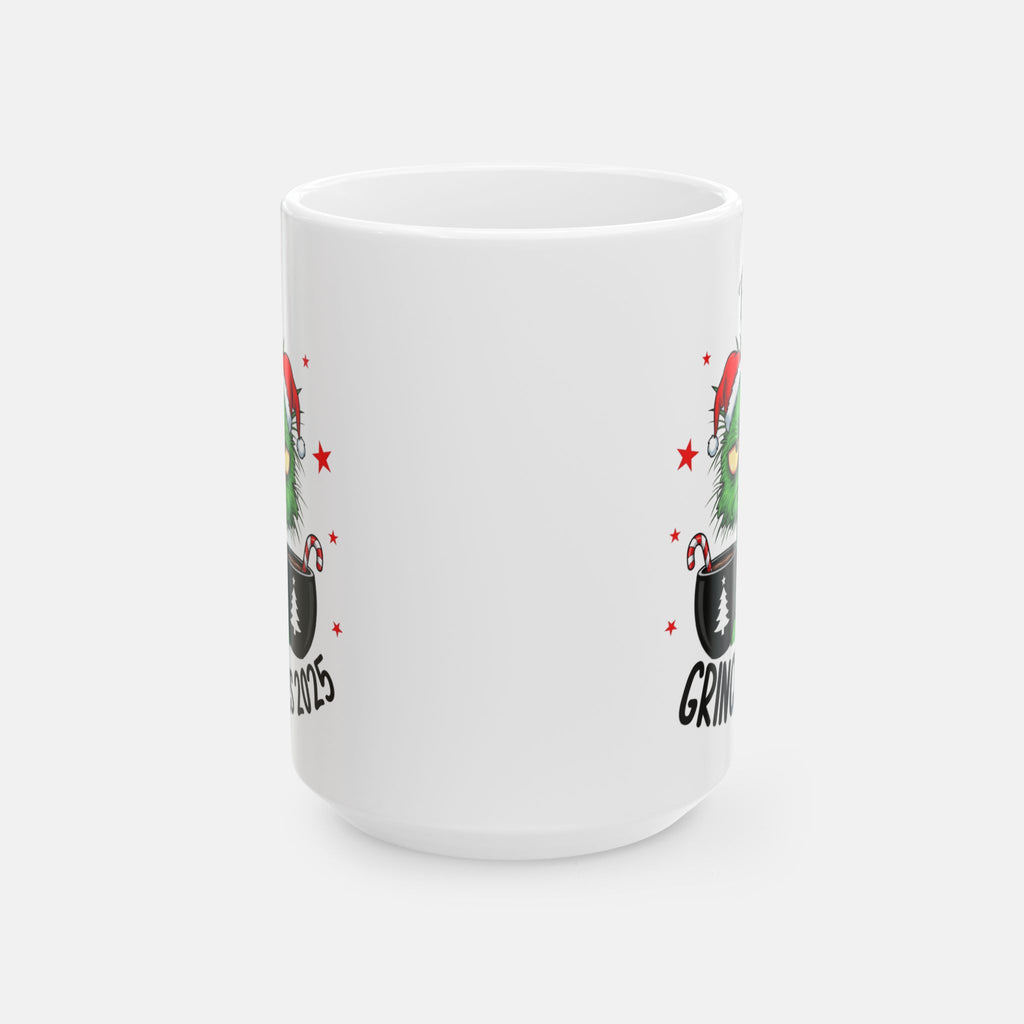 Perma Resting Grinch Face Cat Mug – Custom Name | Funny Holiday Christmas Coffee Cup | Grinch Vibes 2025