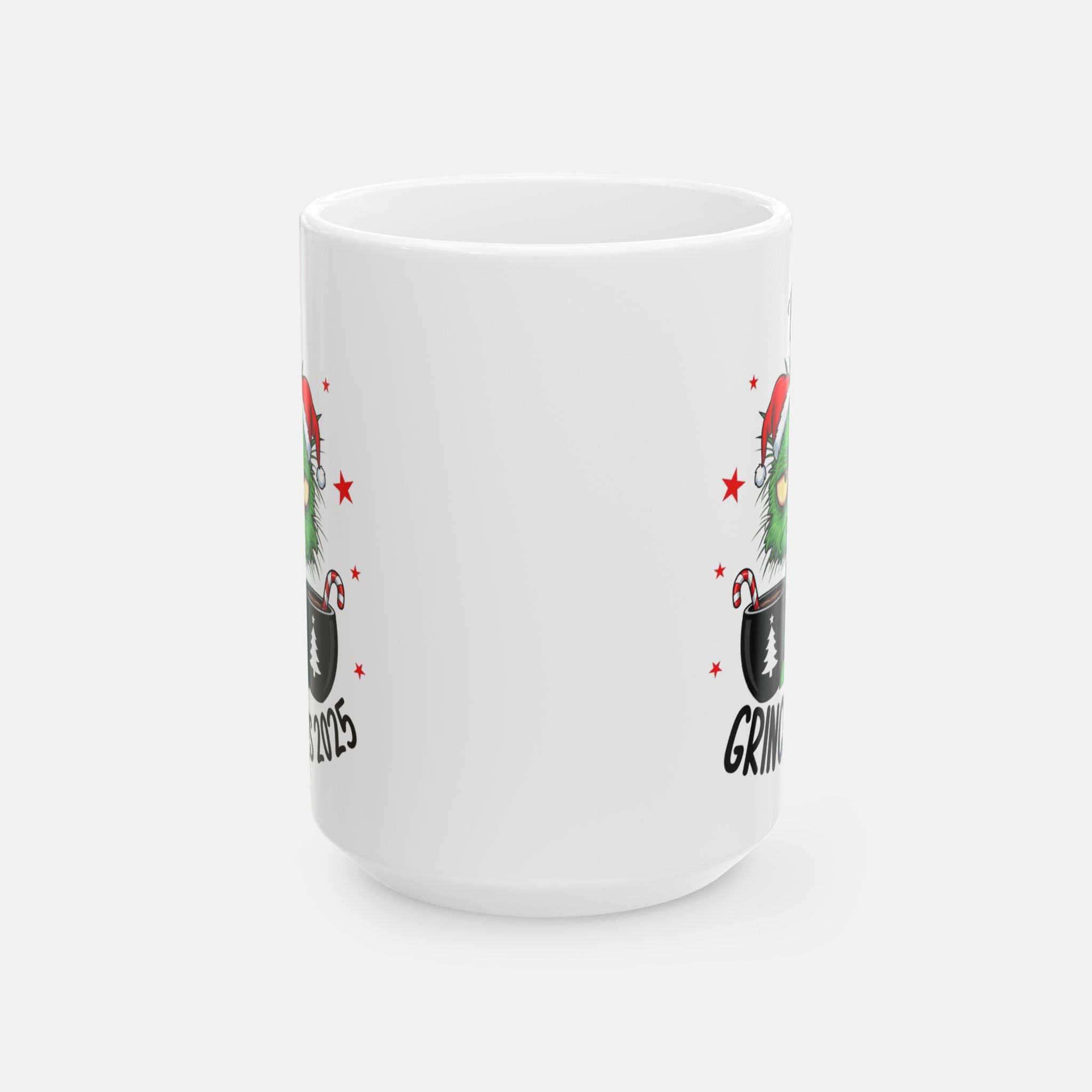 Perma Resting Grinch Face Cat Mug – Custom Name | Funny Holiday Christmas Coffee Cup | Grinch Vibes 2025