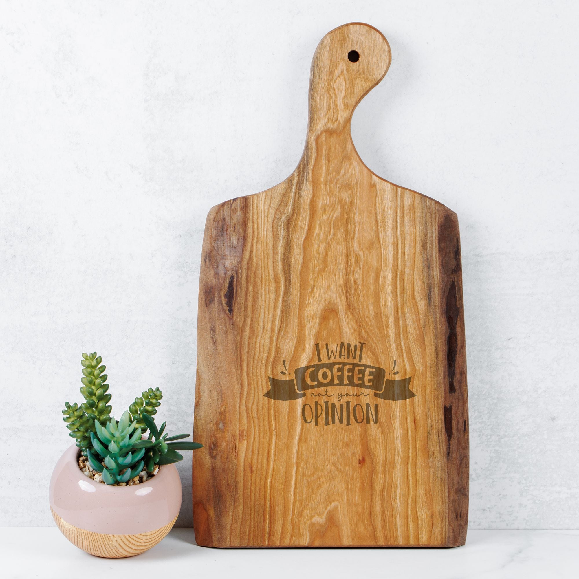 Custom Live Edge Artisan Wood Serving Board - I Want Coffee Not Your Opinion