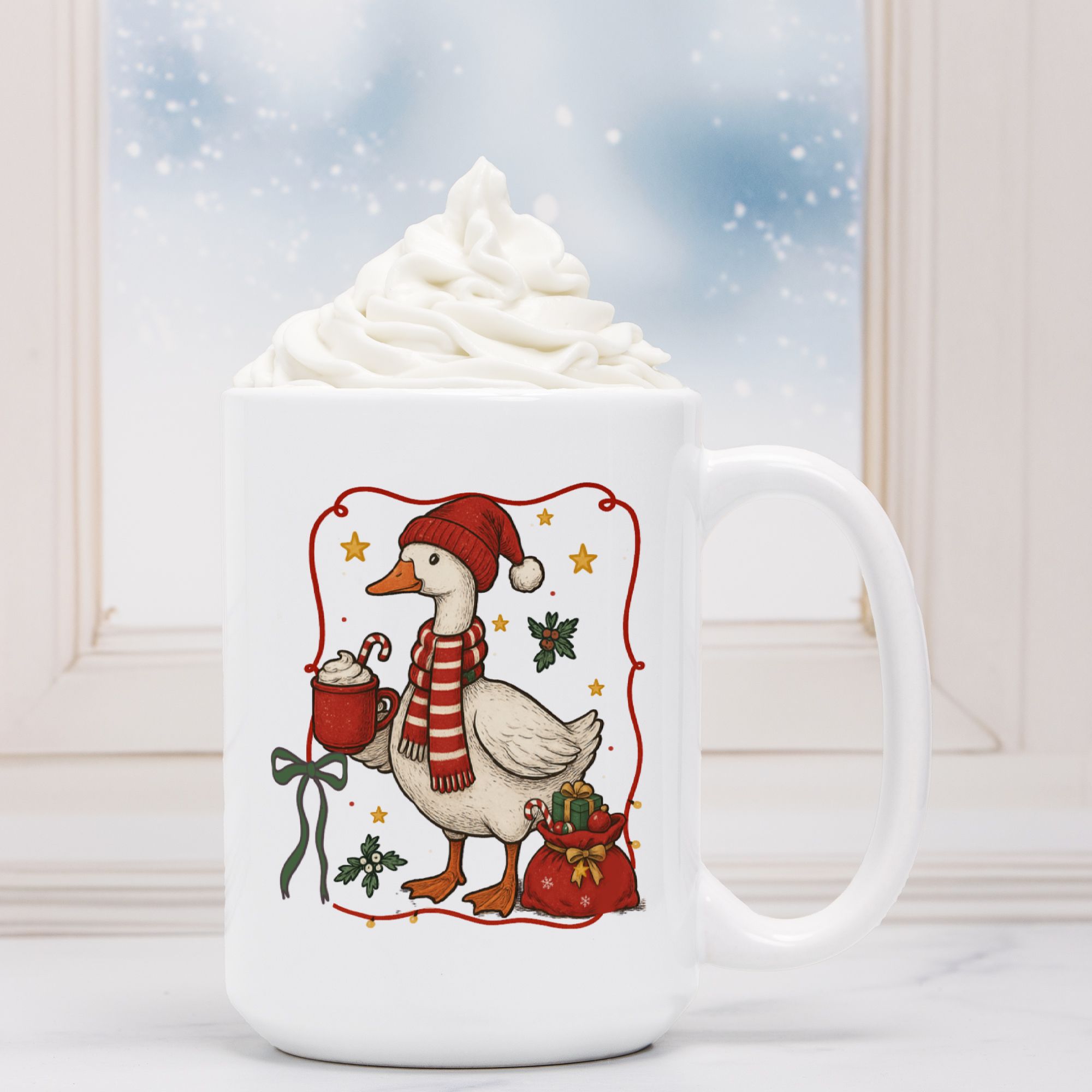 Cocoa Christmas Goose Glossy Mug