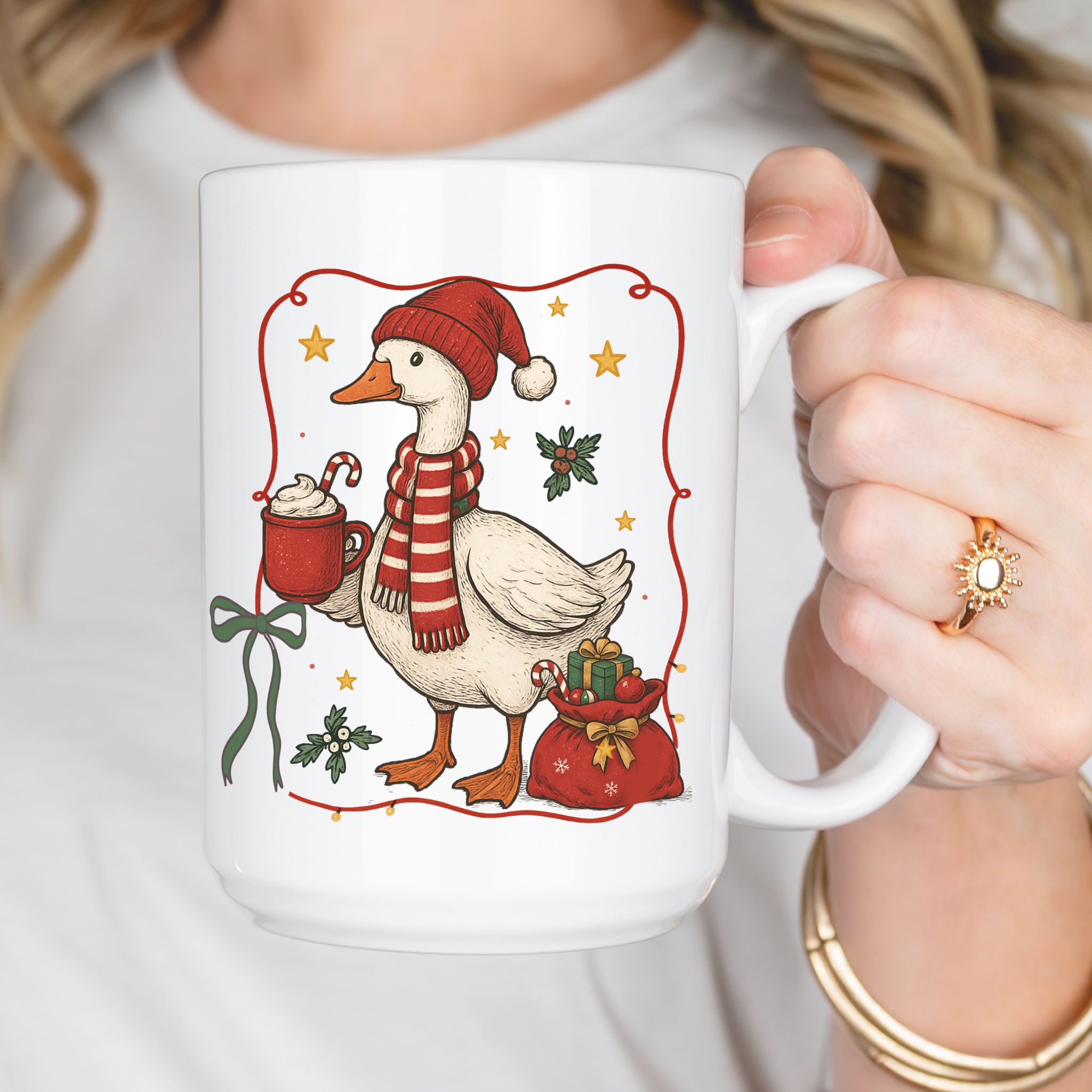 Cocoa Christmas Goose Glossy Mug