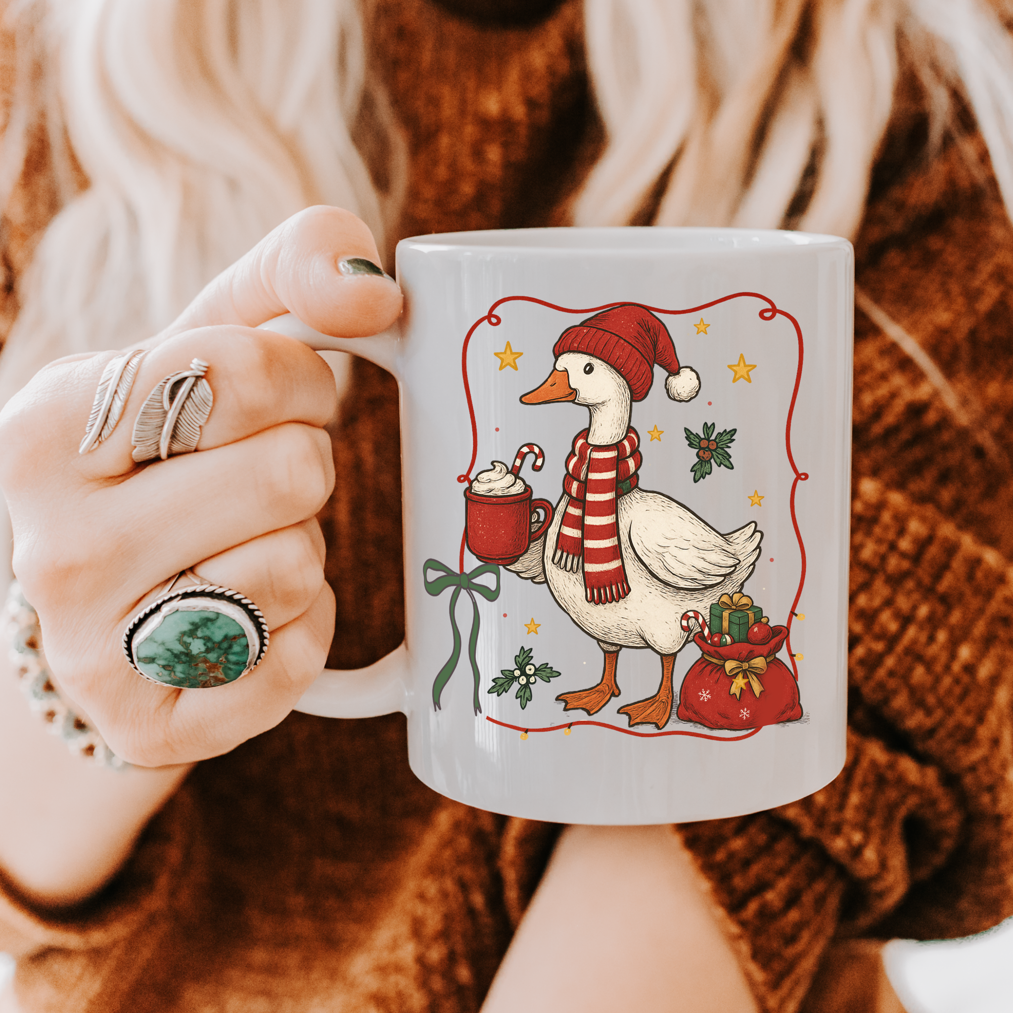 Cocoa Christmas Goose Glossy Mug