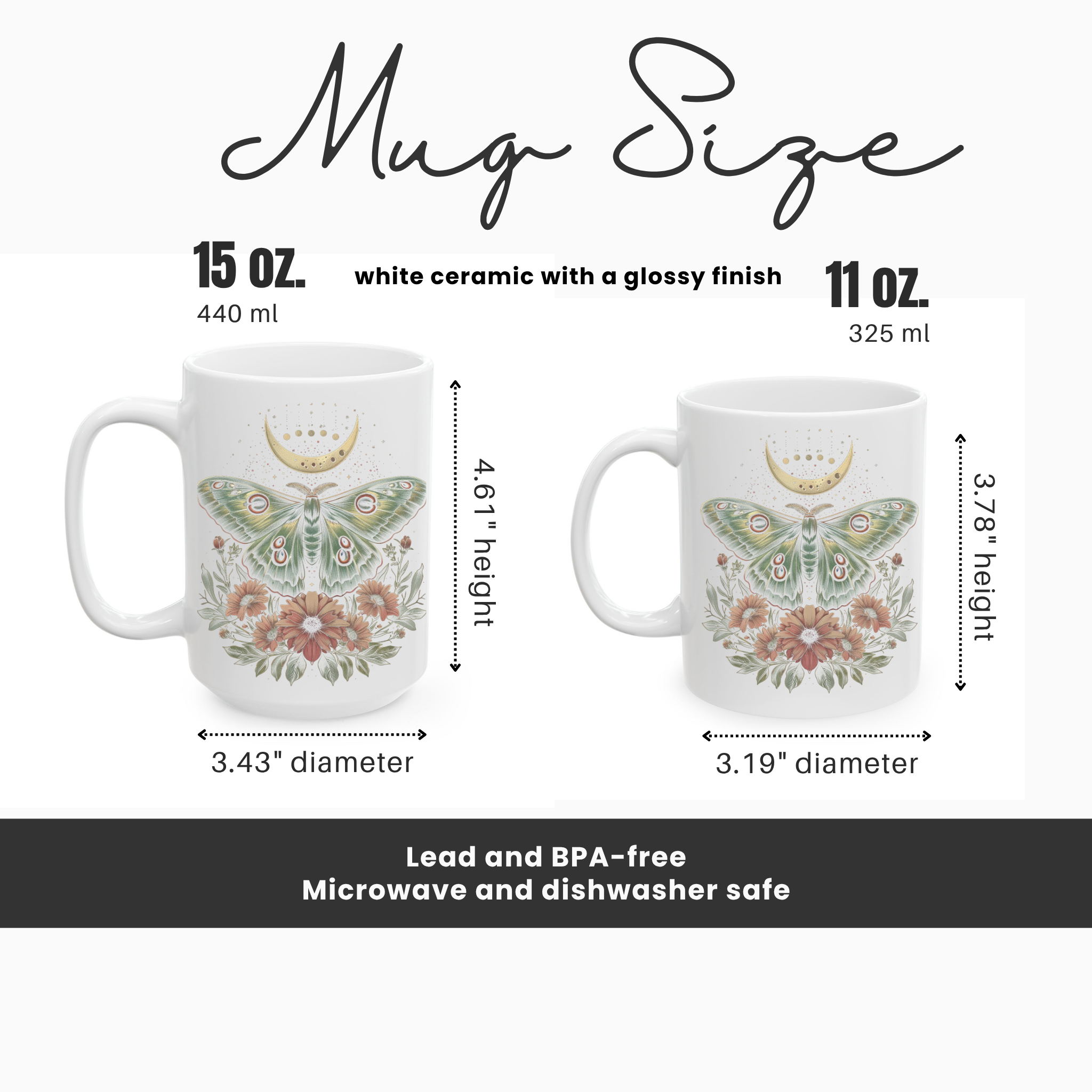 Cottage Core Celestial Moth Mug Deluxe 15oz.