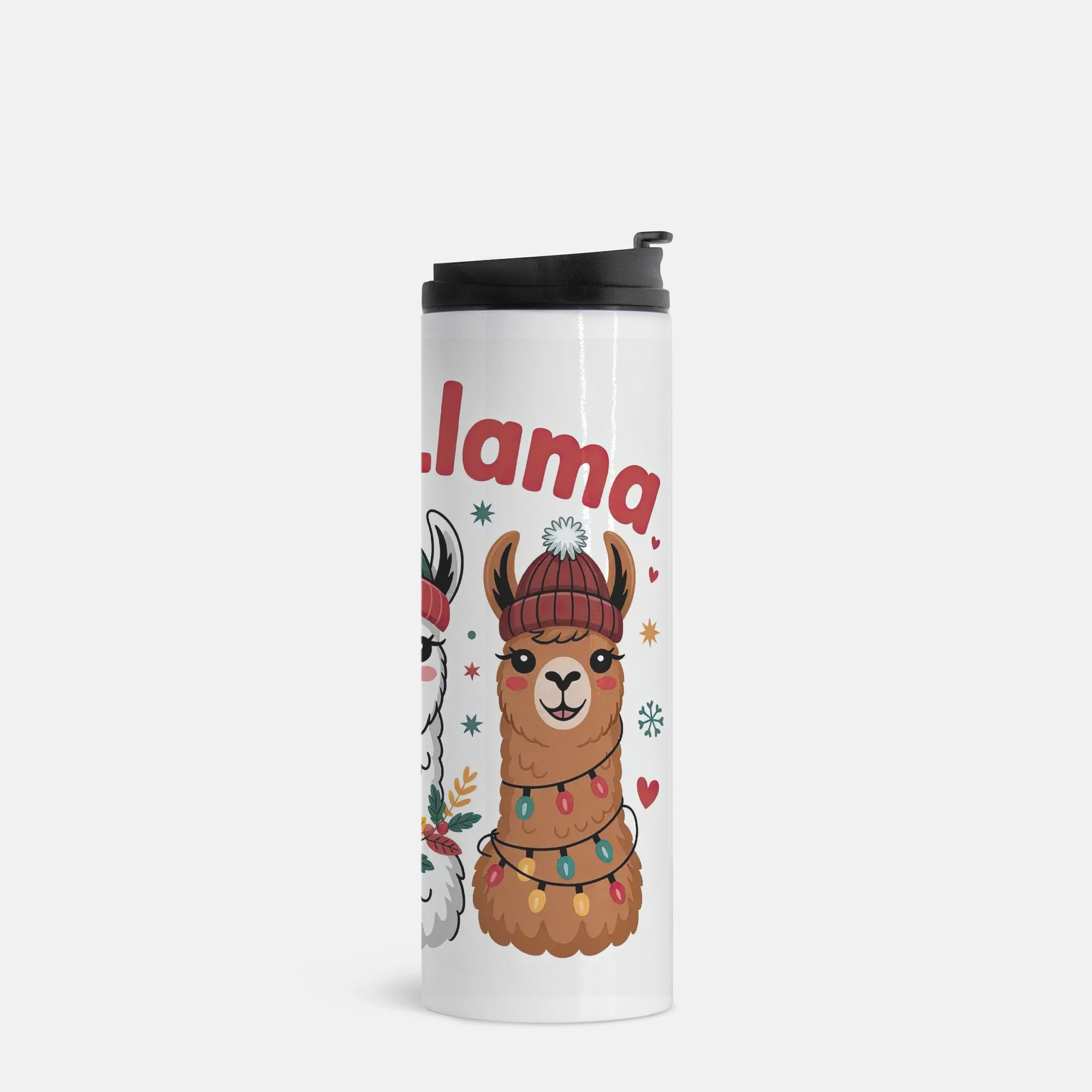 Tumbler with a llama design and 'Llama' text on a white background