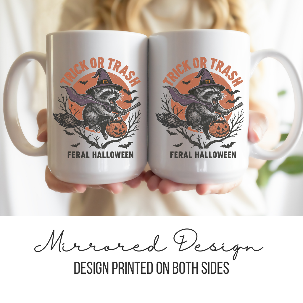 Trick or Trash Raccoon Mug Deluxe 15oz.
