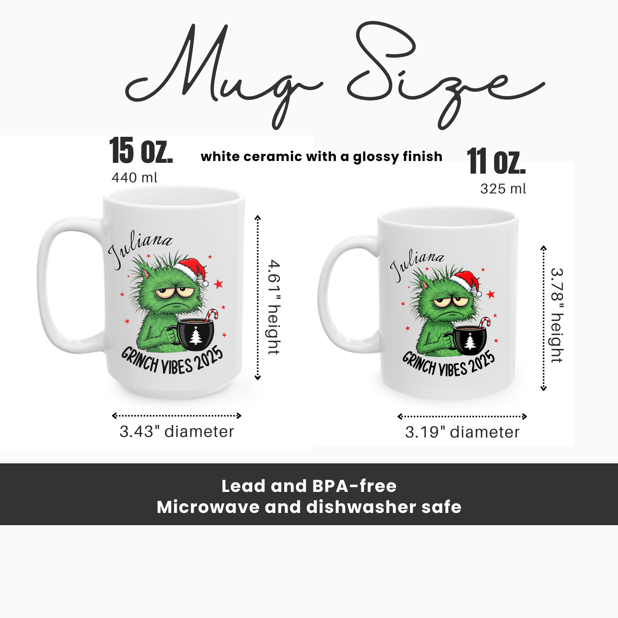 Perma Resting Grinch Face Cat Mug – Custom Name | Funny Holiday Christmas Coffee Cup | Grinch Vibes 2025