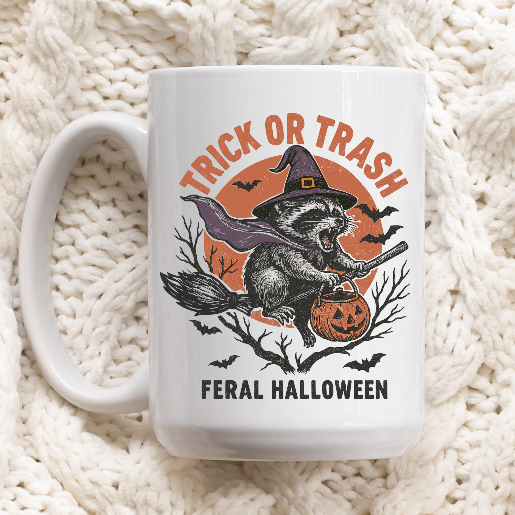 Trick or Trash Raccoon Mug Deluxe 15oz.