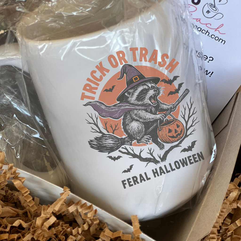 Trick or Trash Raccoon Mug Deluxe 15oz.